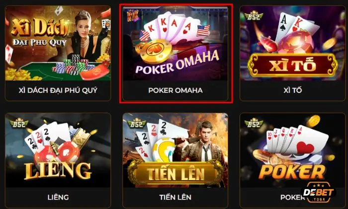 Trải nghiệm chơi Poker Omaha đỉnh cao tại Debet